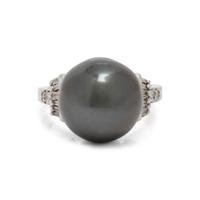 CULTURED TAHITIAN PEARL AND DIAMOND RING