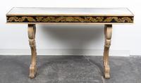 A Continental Mirrored Console Table Height 34 3/4 x width 59 1/2 x depth 14 1/2 inches. — 20TH CENTURY
