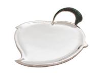 A Mexican Hardstone Mounted Silver Tray, Los Castillo,Taxco, 20th Century, of leaf form with a stone inset handle, marked.