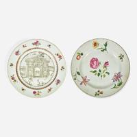 A Chinese Export porcelain Grisaille and Famille Rose plate with the Danby Gate in Oxford circa 1767