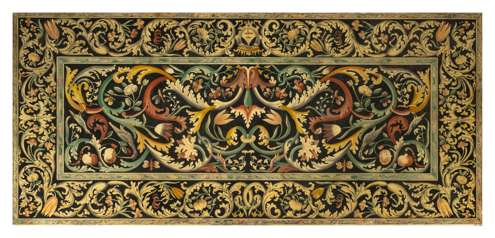 A Wrought Iron Table with Fine Italian Scagliola Top