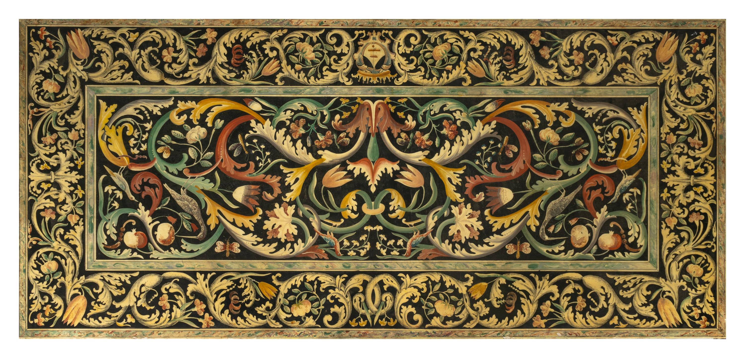 A Wrought Iron Table with Fine Italian Scagliola Top