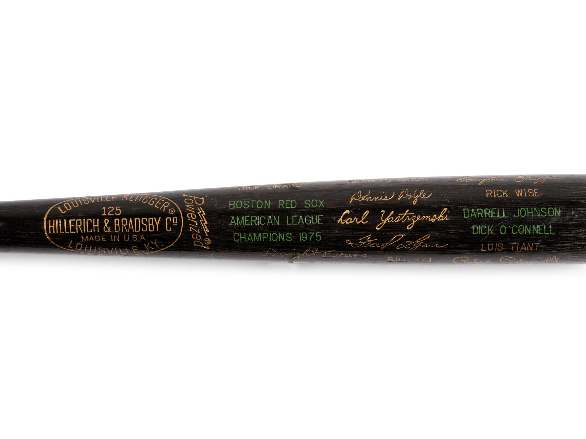A 1975 Boston Red Sox American League Champions Louisville Slugger Commemorative Black Bat