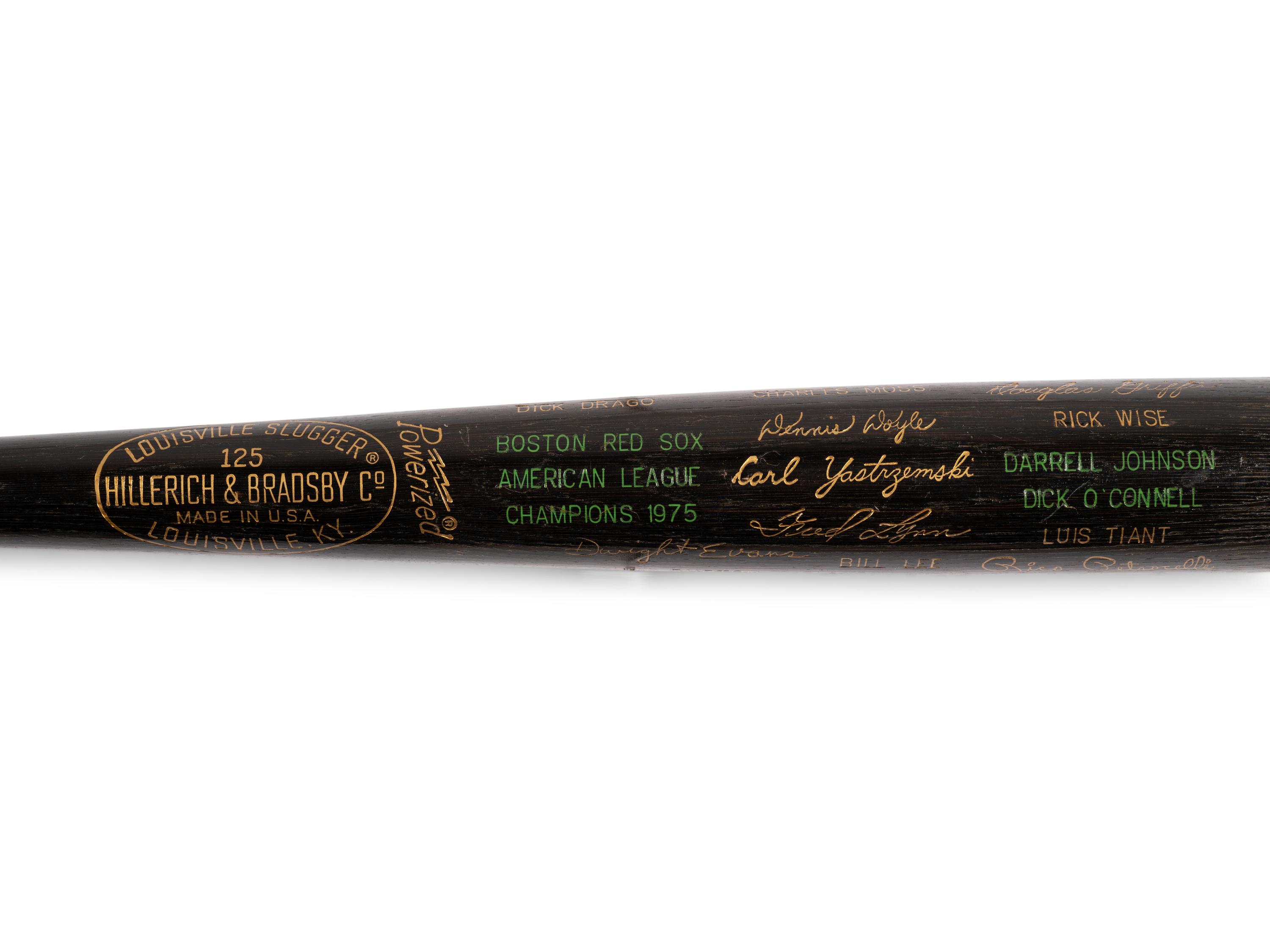 A 1975 Boston Red Sox American League Champions Louisville Slugger Commemorative Black Bat