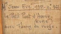Le petit pont d'Aveny (Eure) avec Fanny en rouge, 1951
