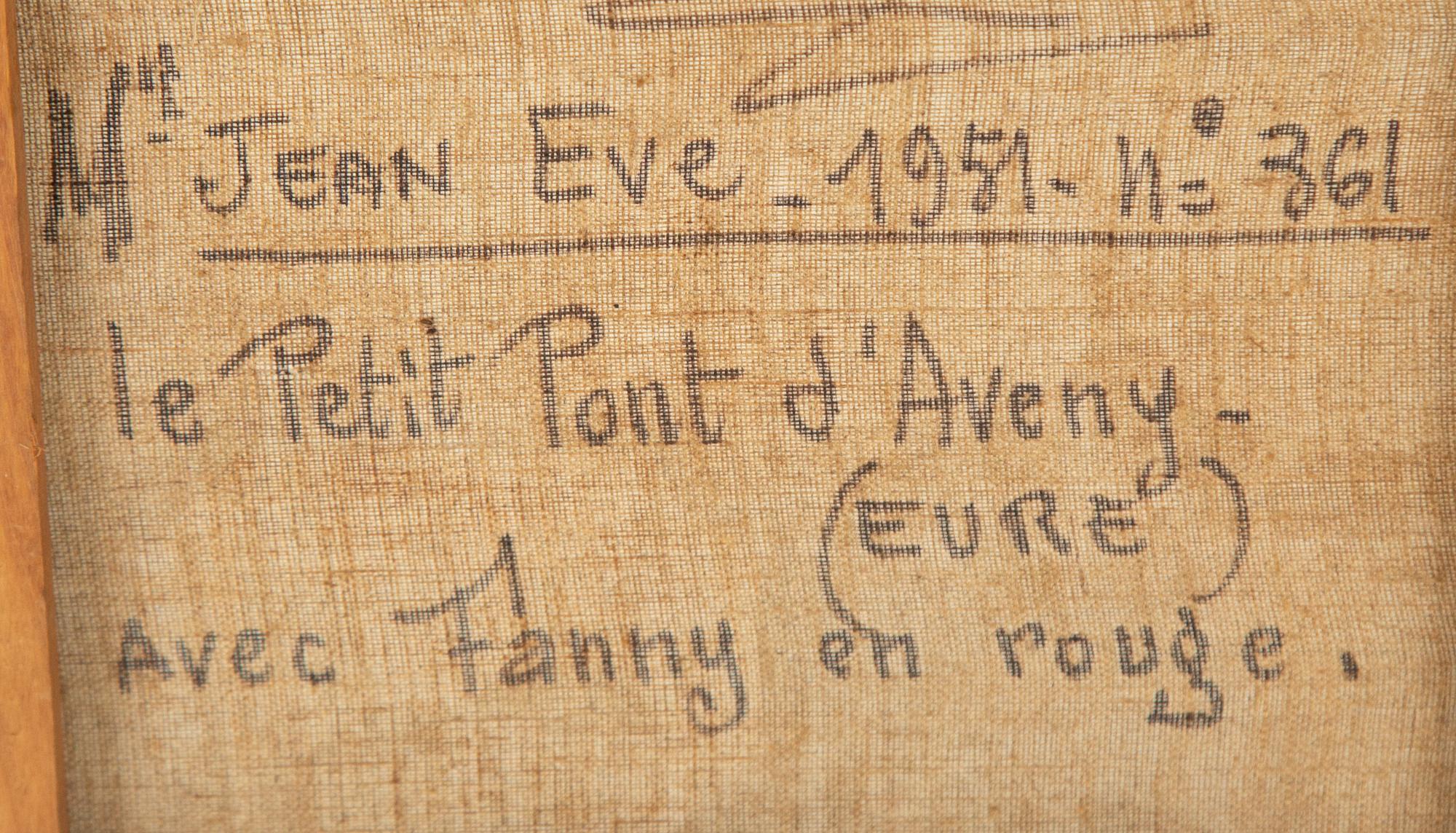 Le petit pont d'Aveny (Eure) avec Fanny en rouge, 1951