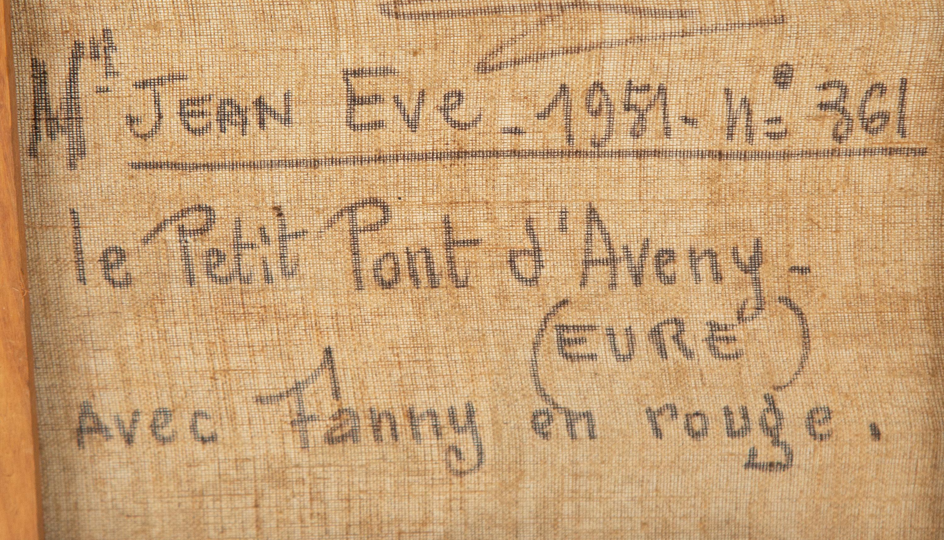 Le petit pont d'Aveny (Eure) avec Fanny en rouge, 1951