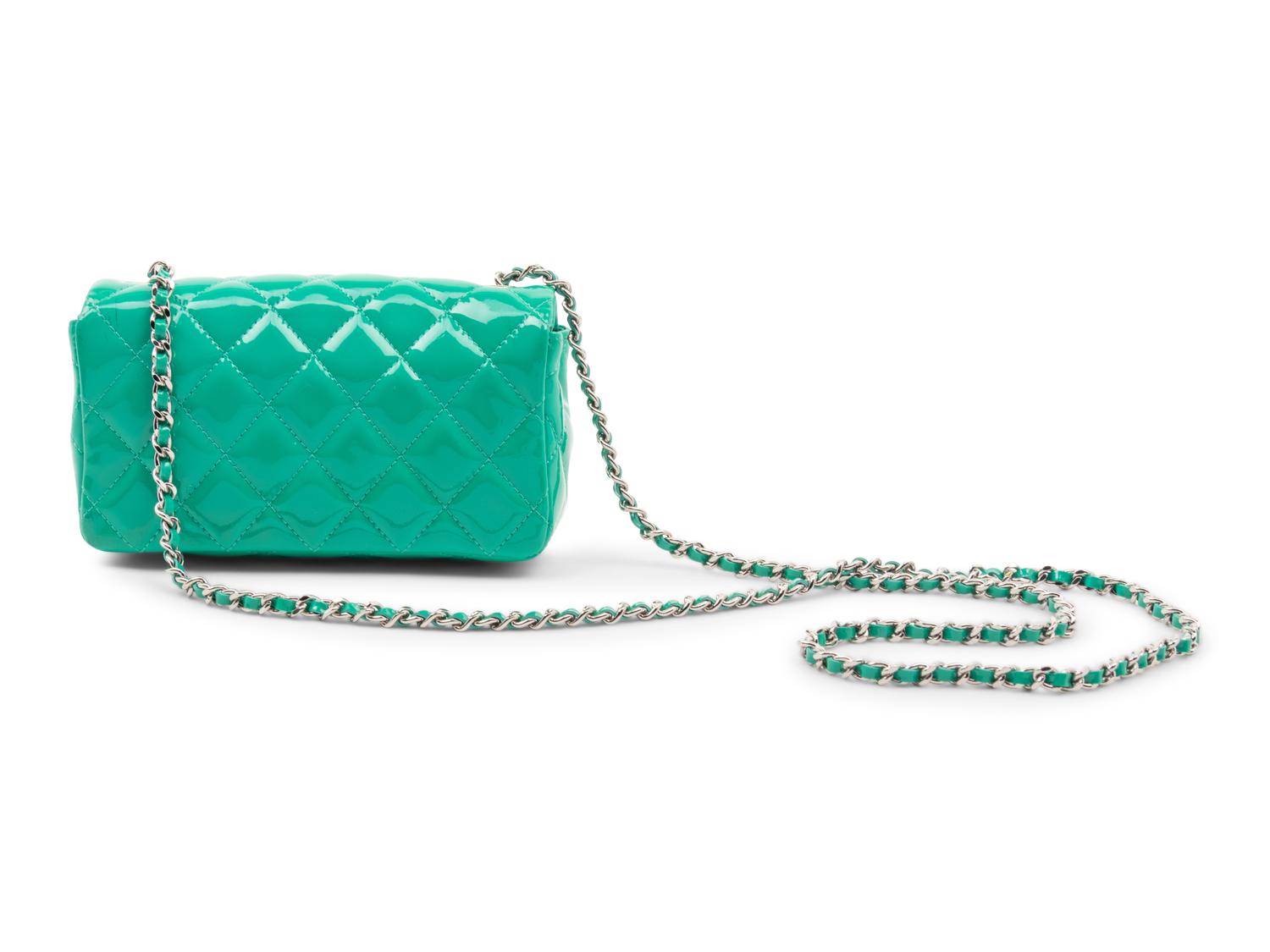 Chanel Turquoise Patent Mini Quilted Classic Flap Bag, 2012