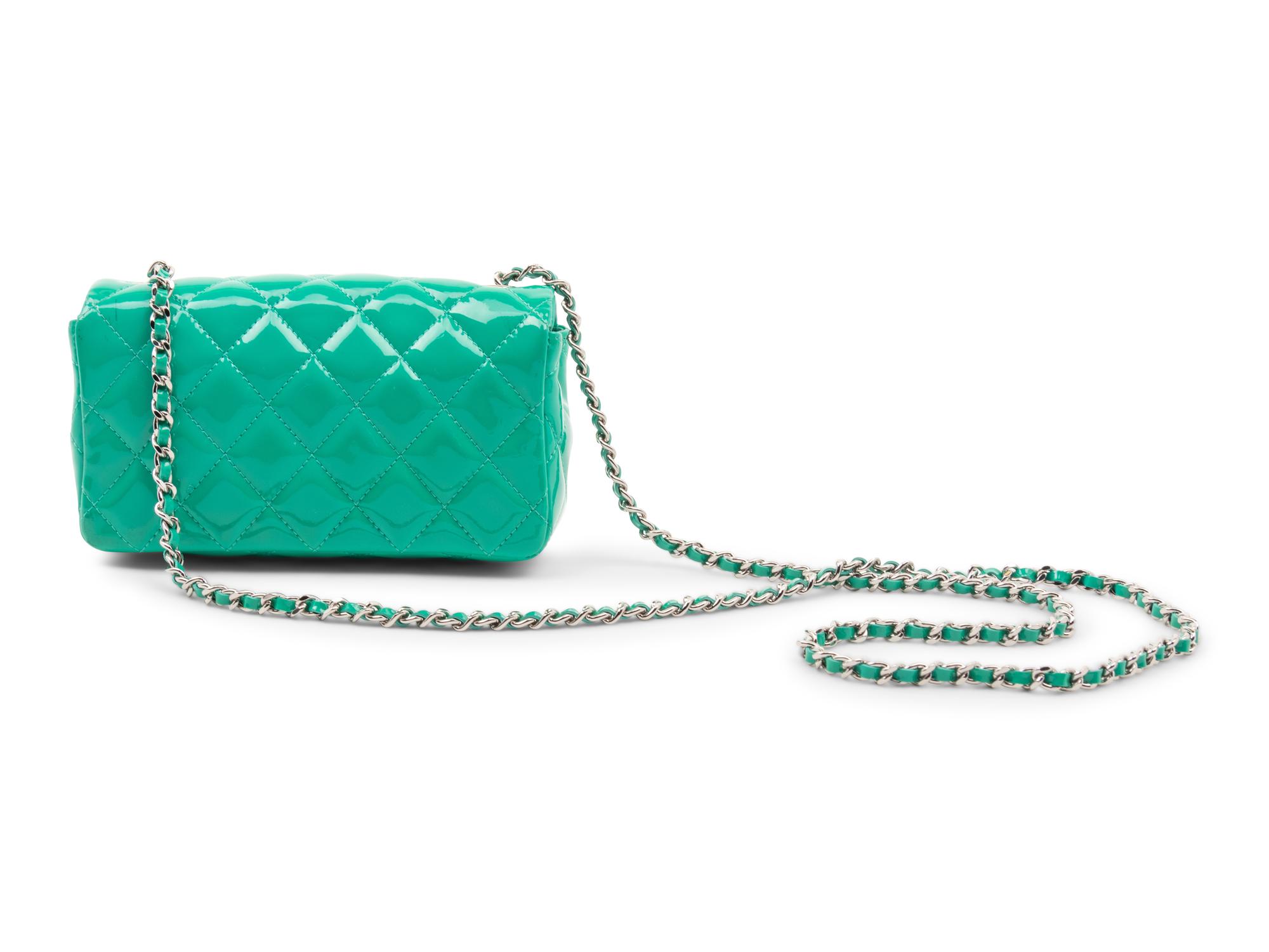 Chanel Turquoise Patent Mini Quilted Classic Flap Bag, 2012