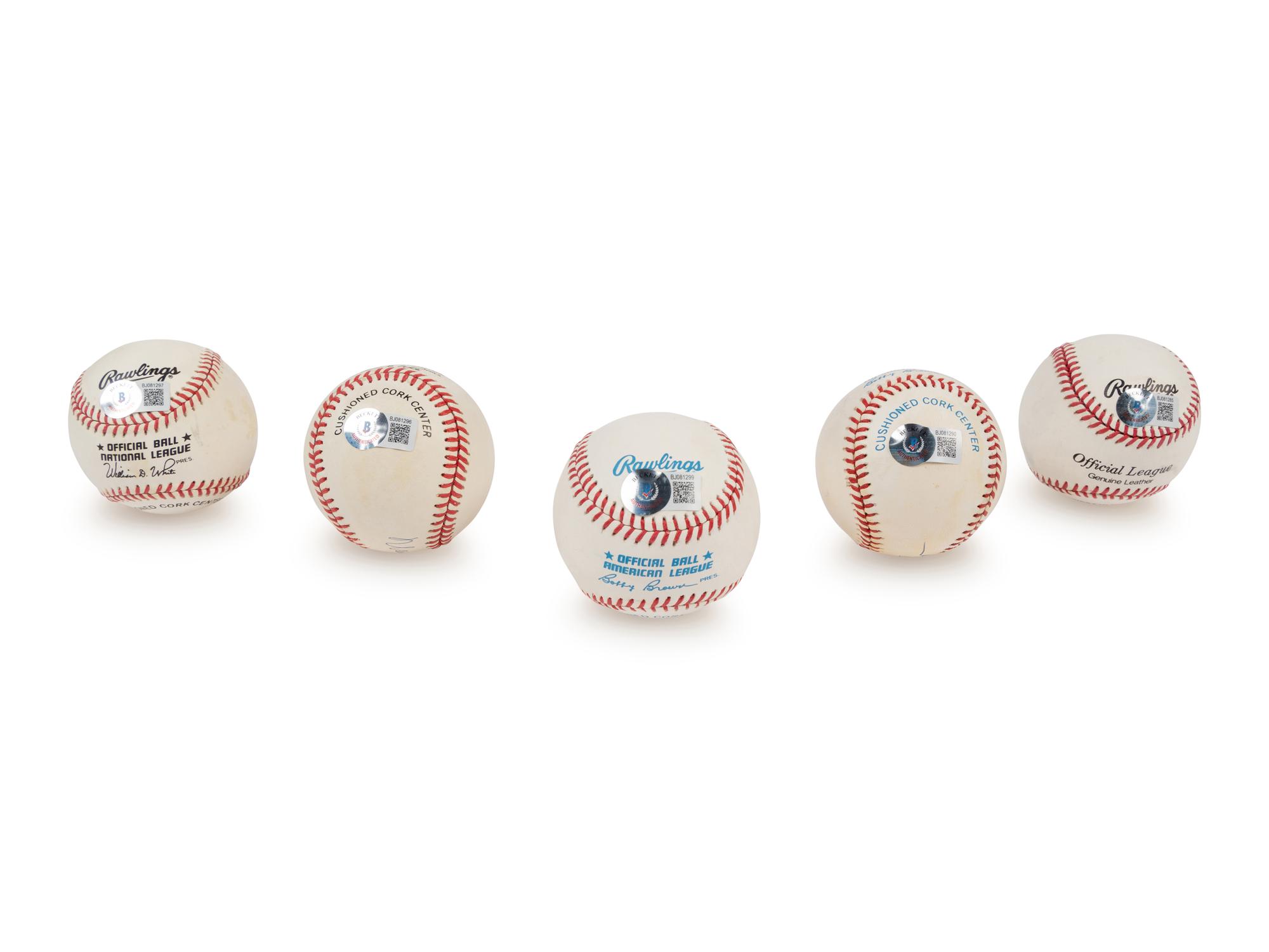 A Group of Five Hall of Fame Pitchers Single Signed Autograph Baseballs (Beckett Authentication Services Certified),