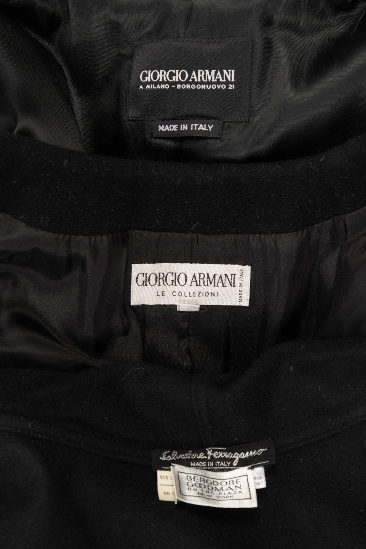 Five Designer Coats: Four Giorgio Armani, One Salvatore Ferragamo