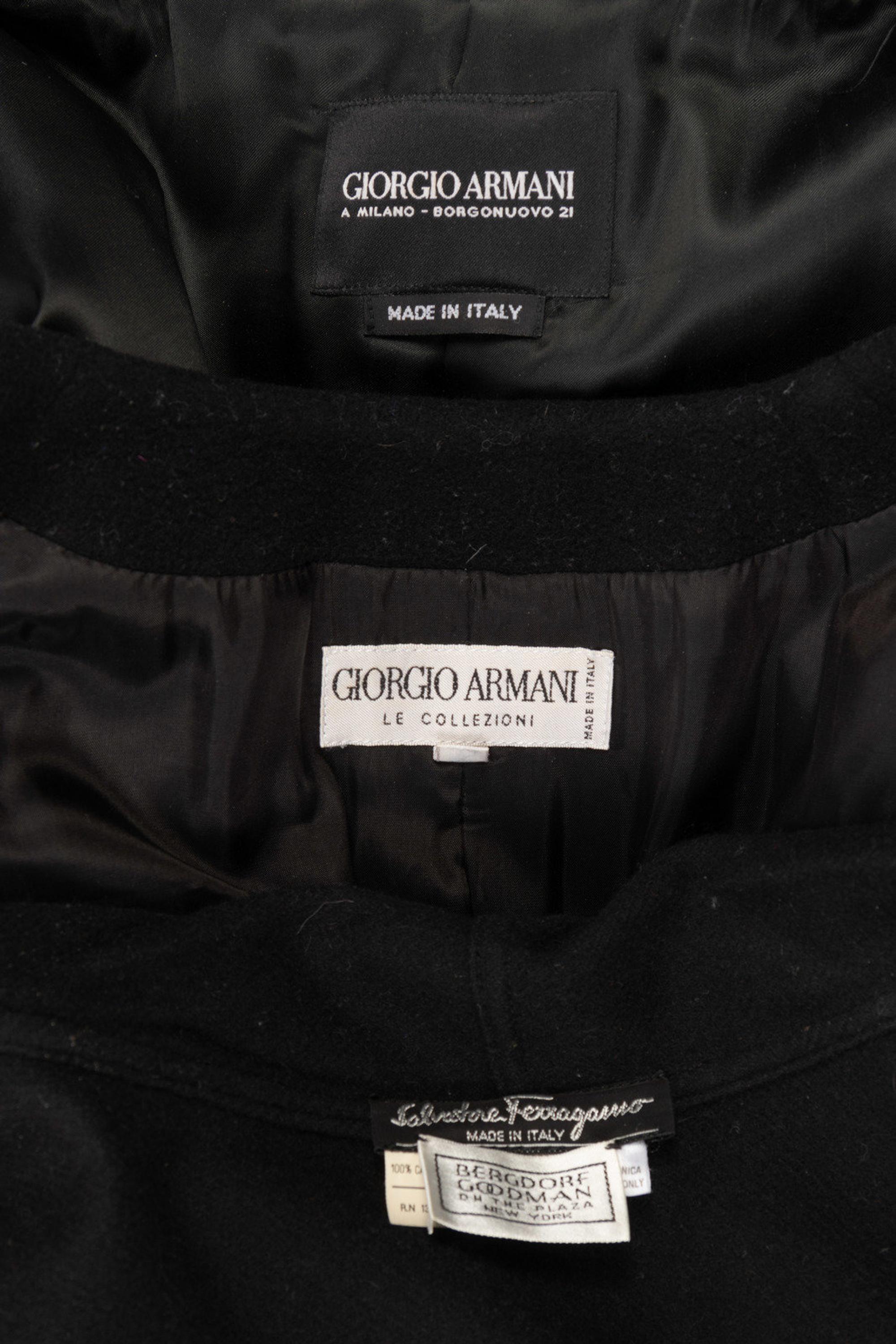 Five Designer Coats: Four Giorgio Armani, One Salvatore Ferragamo
