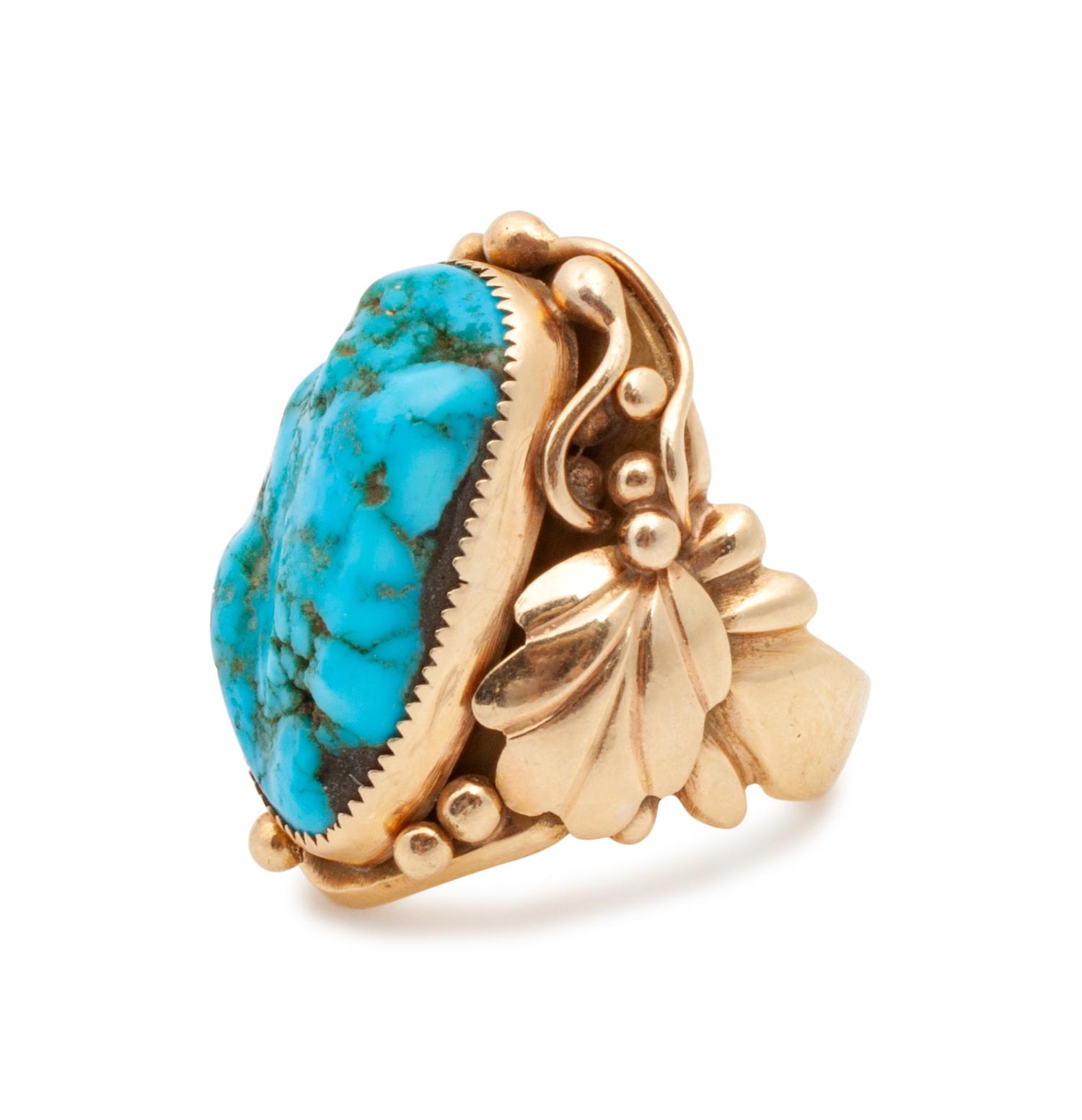 Navajo 14k Gold and Turquoise Ring