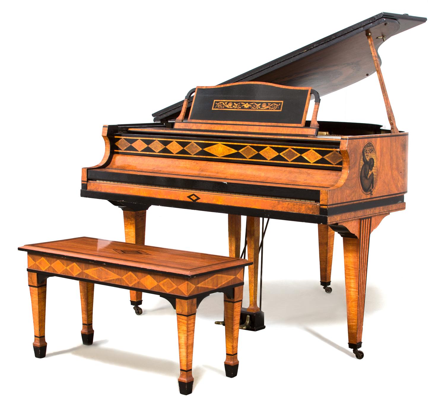 A Howard Faux-Painted Baby Grand Piano Height 37 1/2 x length 56 x width 54 inches. — CIRCA 1970, CINCINNATI, OH
