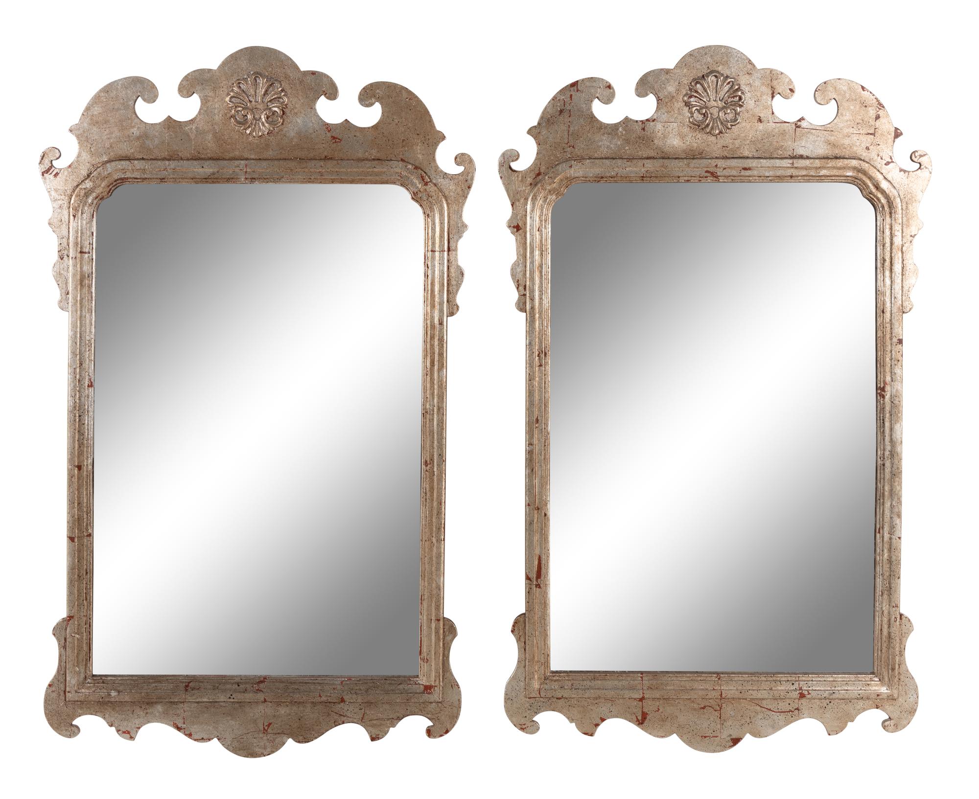 A Pair of Chippendale Style Silvered Mirrors