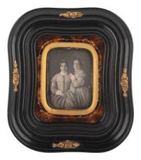 [EARLY PHOTOG]. 15 cased images of siblings, incl. half plate daguerreotype of women in wall frame.