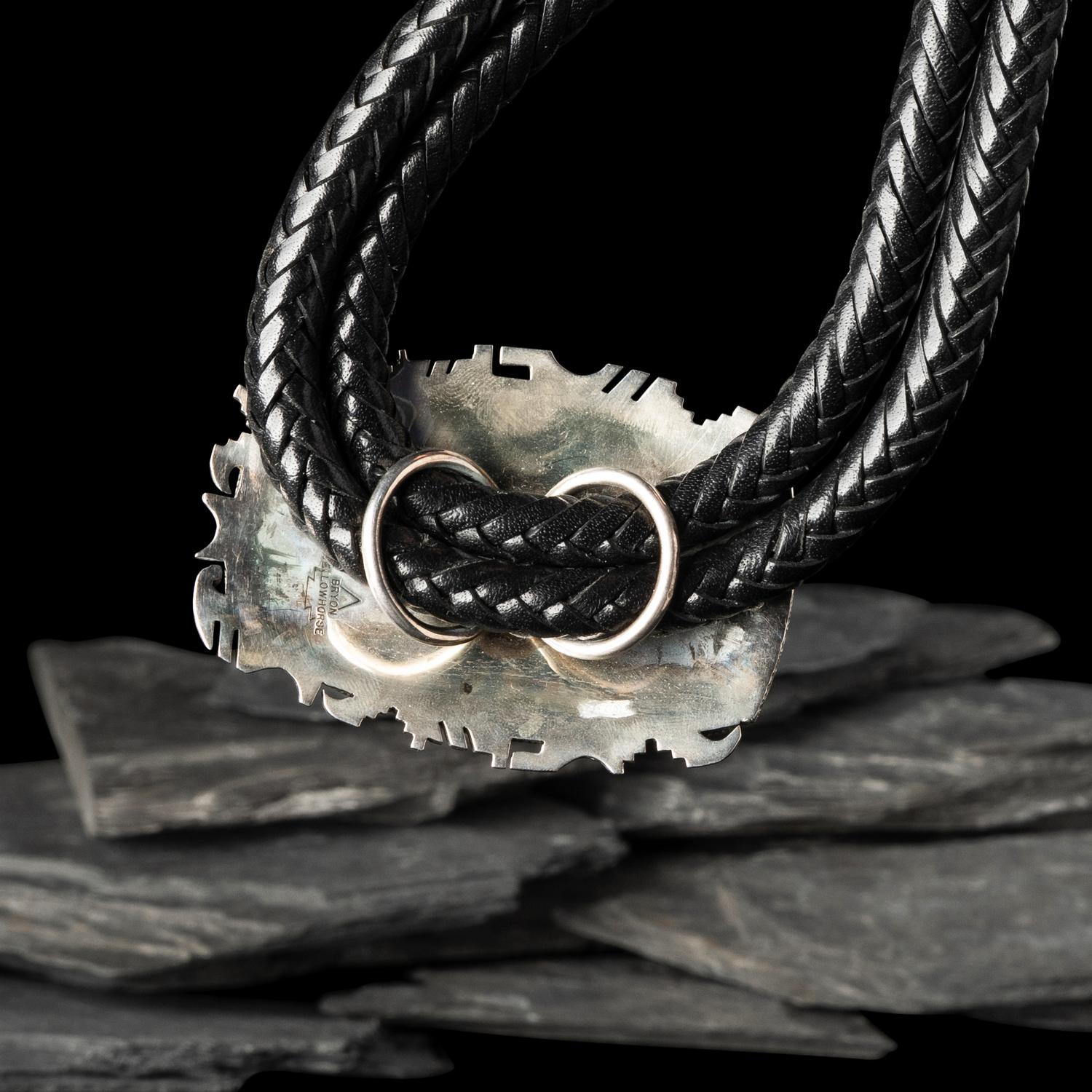 Bryon Yelllowhorse (Dine, b. 1972) — Silver and Turquoise Mosaic Inlay Bolo Tie