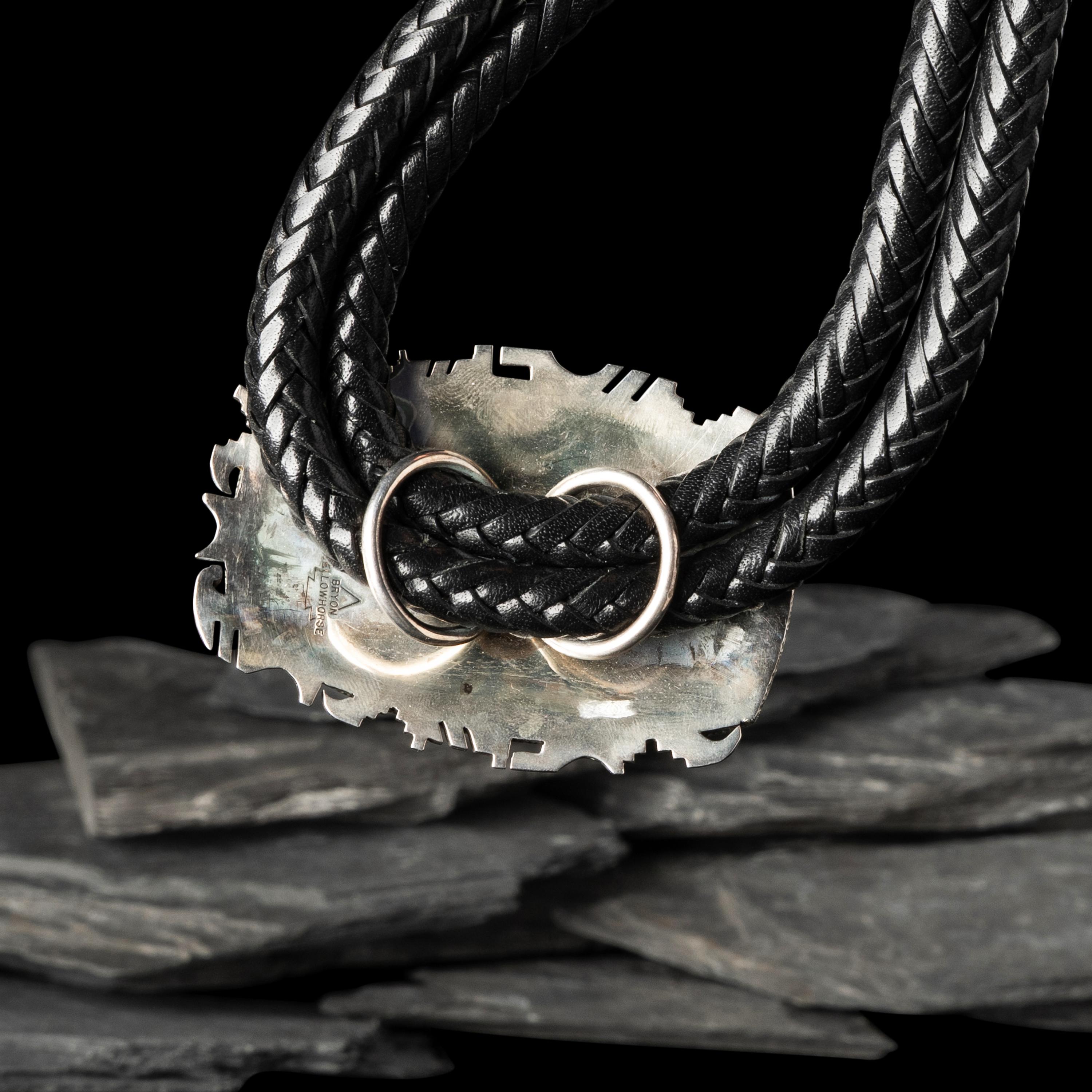 Bryon Yelllowhorse (Dine, b. 1972) — Silver and Turquoise Mosaic Inlay Bolo Tie