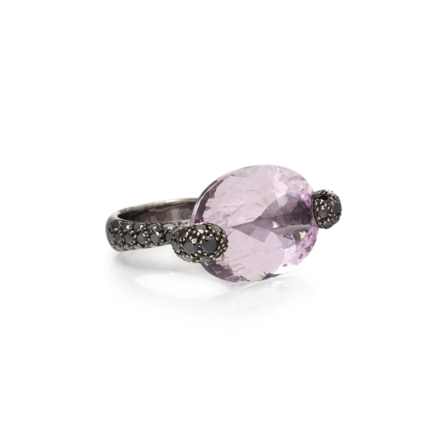 GIORGIO ARMANI, BLACKENED GOLD, KUNZITE, AND BLACK DIAMOND RING