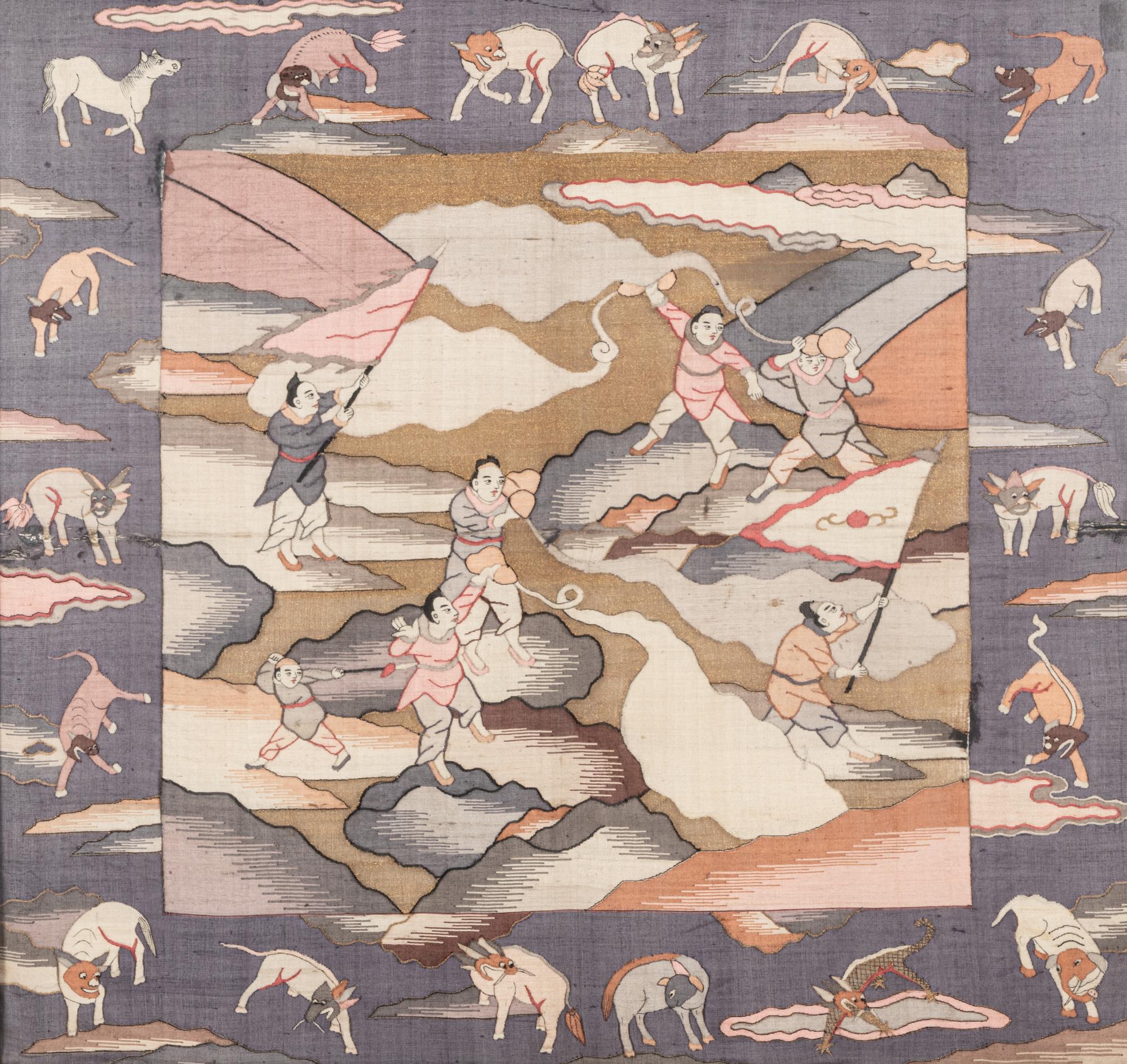 A Chinese Kesi Woven Silk Panel
