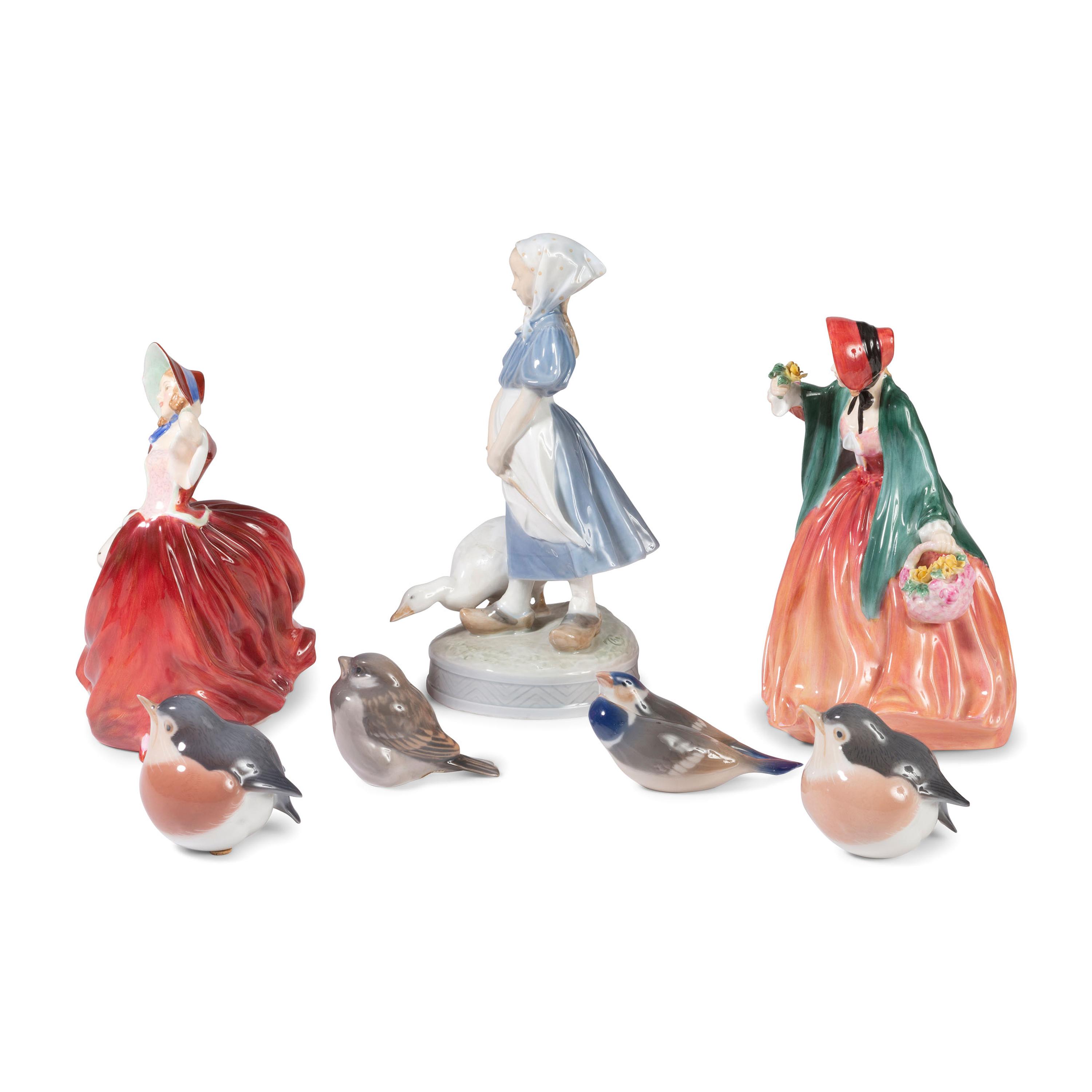 Royal Doulton and Royal Copenhagen Porcelain Figures and Birds
