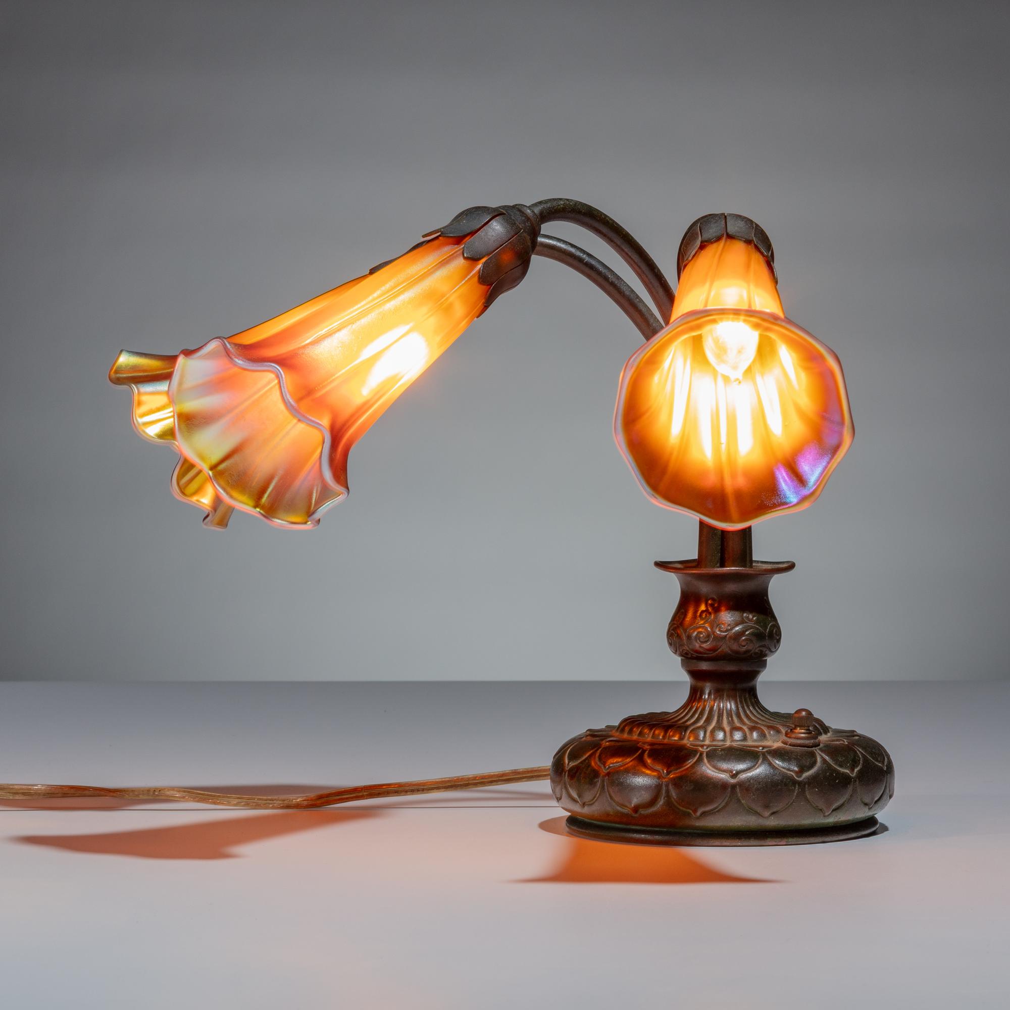 Tiffany Studios New York (American, 1892–1930) — Three-Shade Lily Lamp