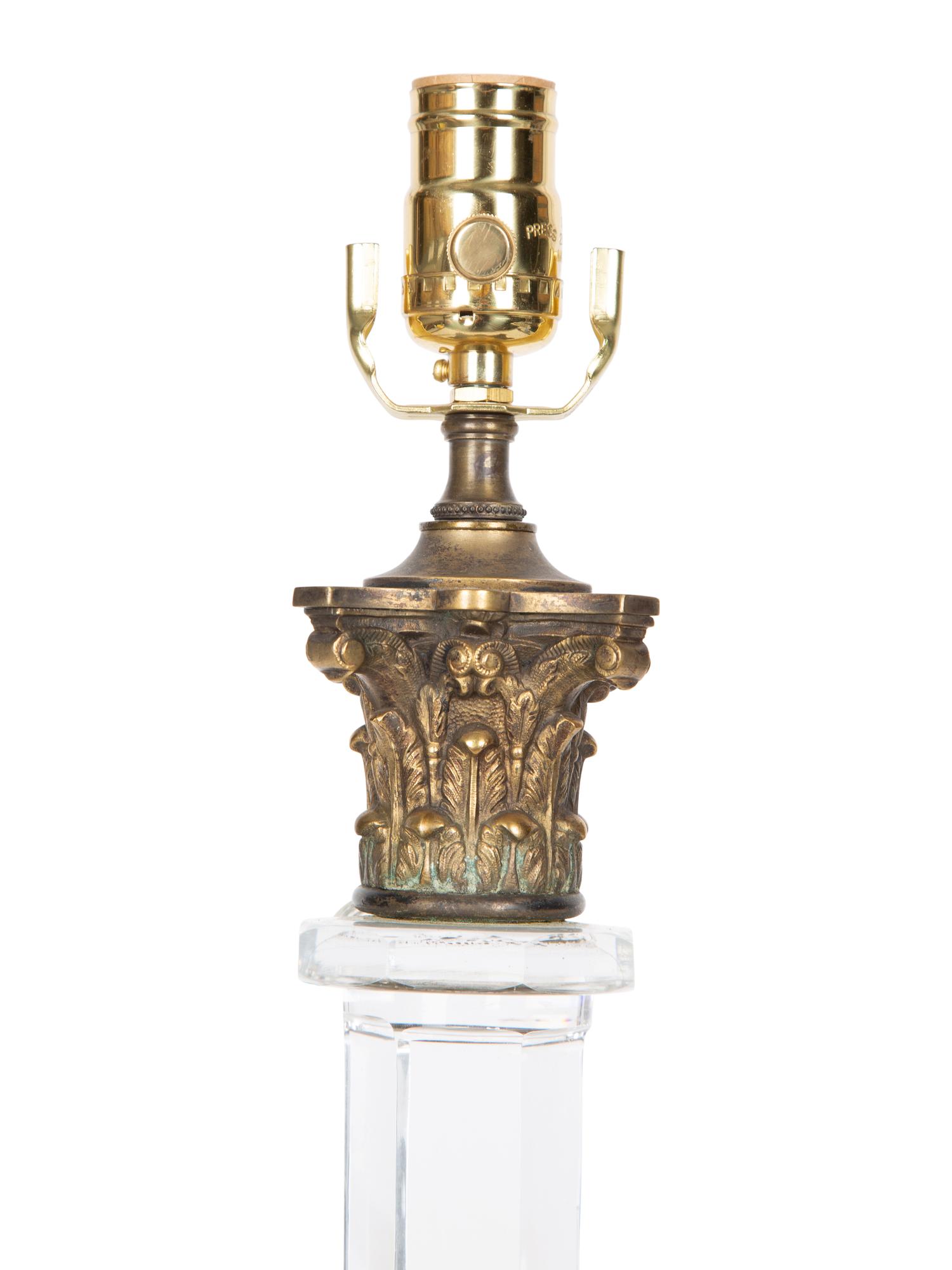 An Irish Gilt Bronze Mounted Cut Glass Columnar Lamp — 20TH CENTURY