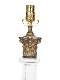 An Irish Gilt Bronze Mounted Cut Glass Columnar Lamp — 20TH CENTURY