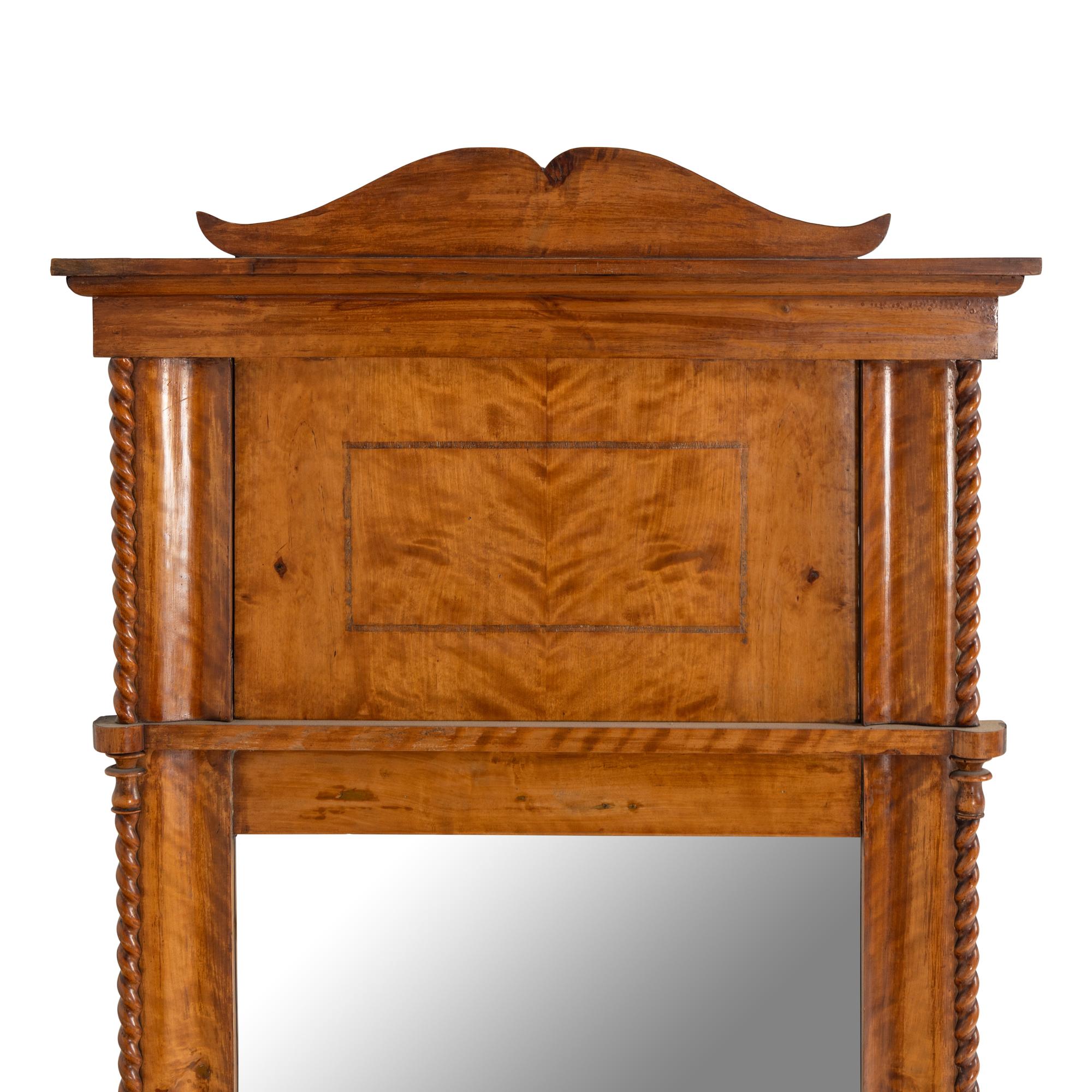 A Biedermeier Birch Mirror