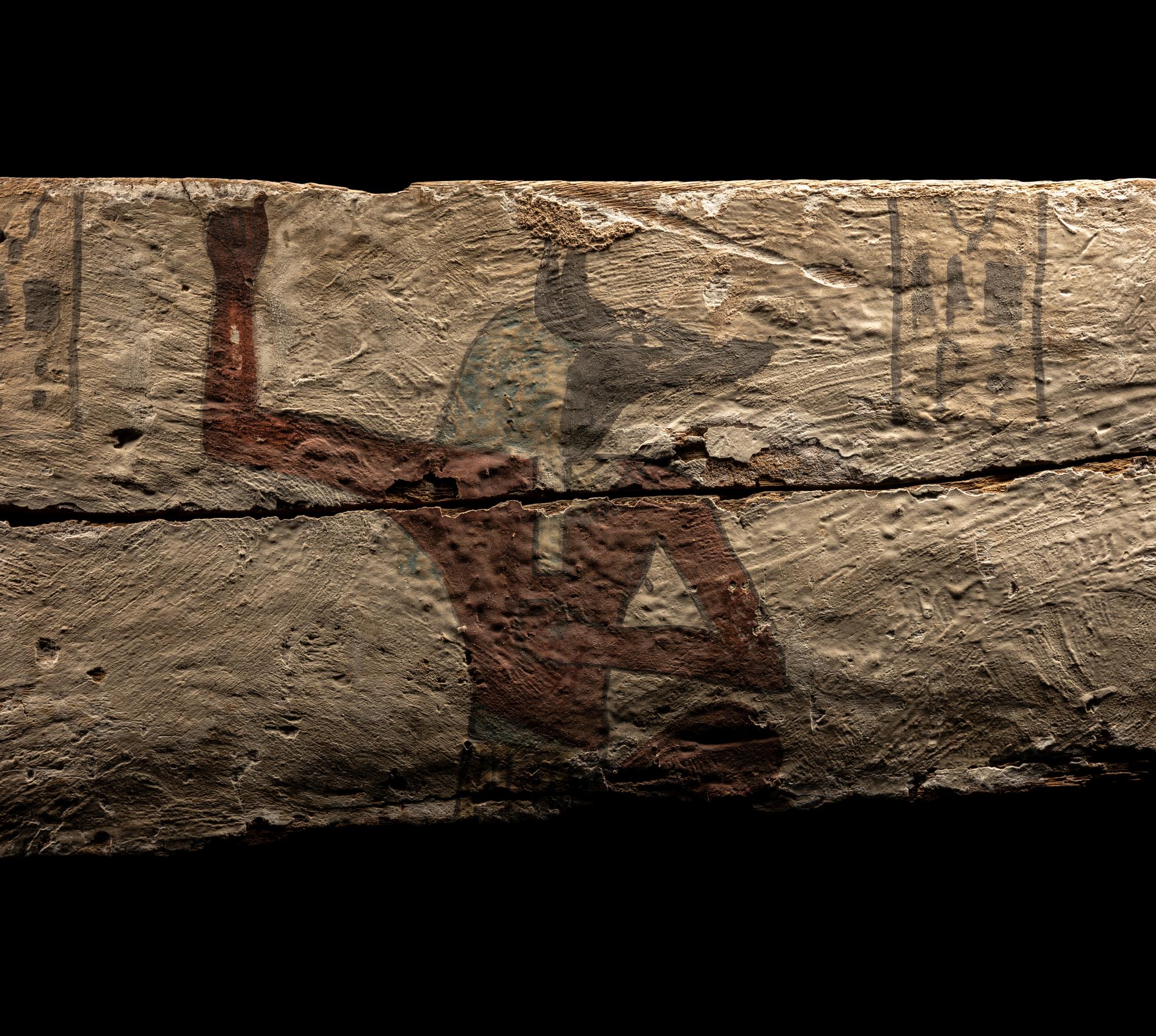 An Egyptian Painted Wood Sarcophagus Panel