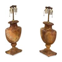 A Pair of Marble Urn-form Table Lamps