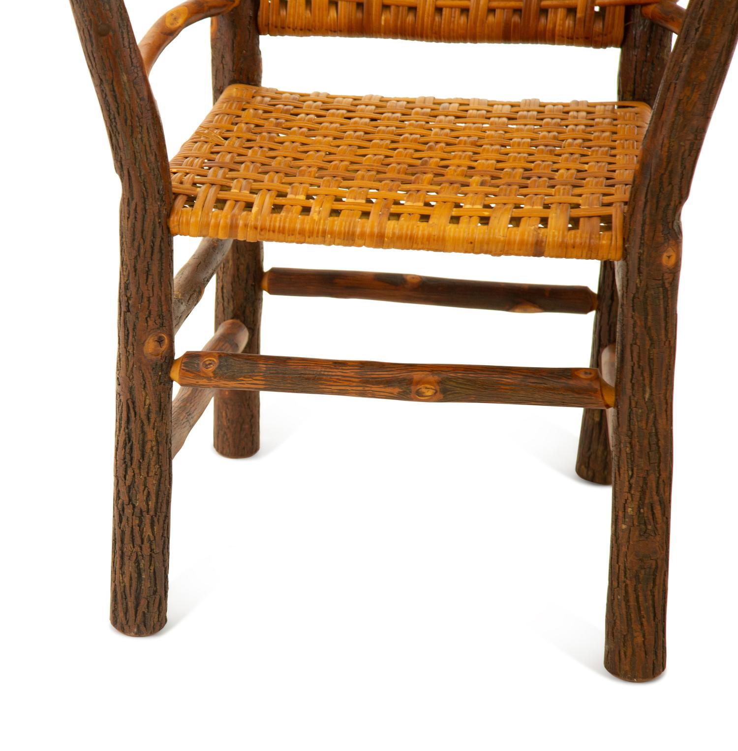 A Pair of Naturalistic Wood and Rattan Barrel Back Armchairs — 20th Century