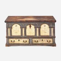 A painted and decorated architectural blanket chest Lancaster, Pennsylvania, dated "1774"