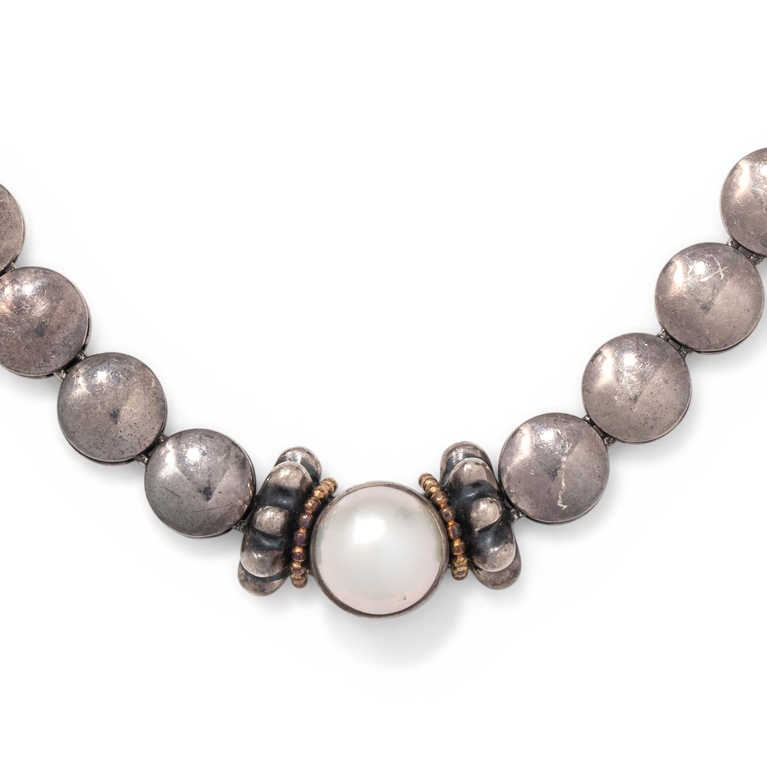LAGOS, SILVER AND CULTURED MABE PEARL 'CAVIAR' NECKLACE