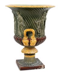 A Large French Majolica Campagna Urn
