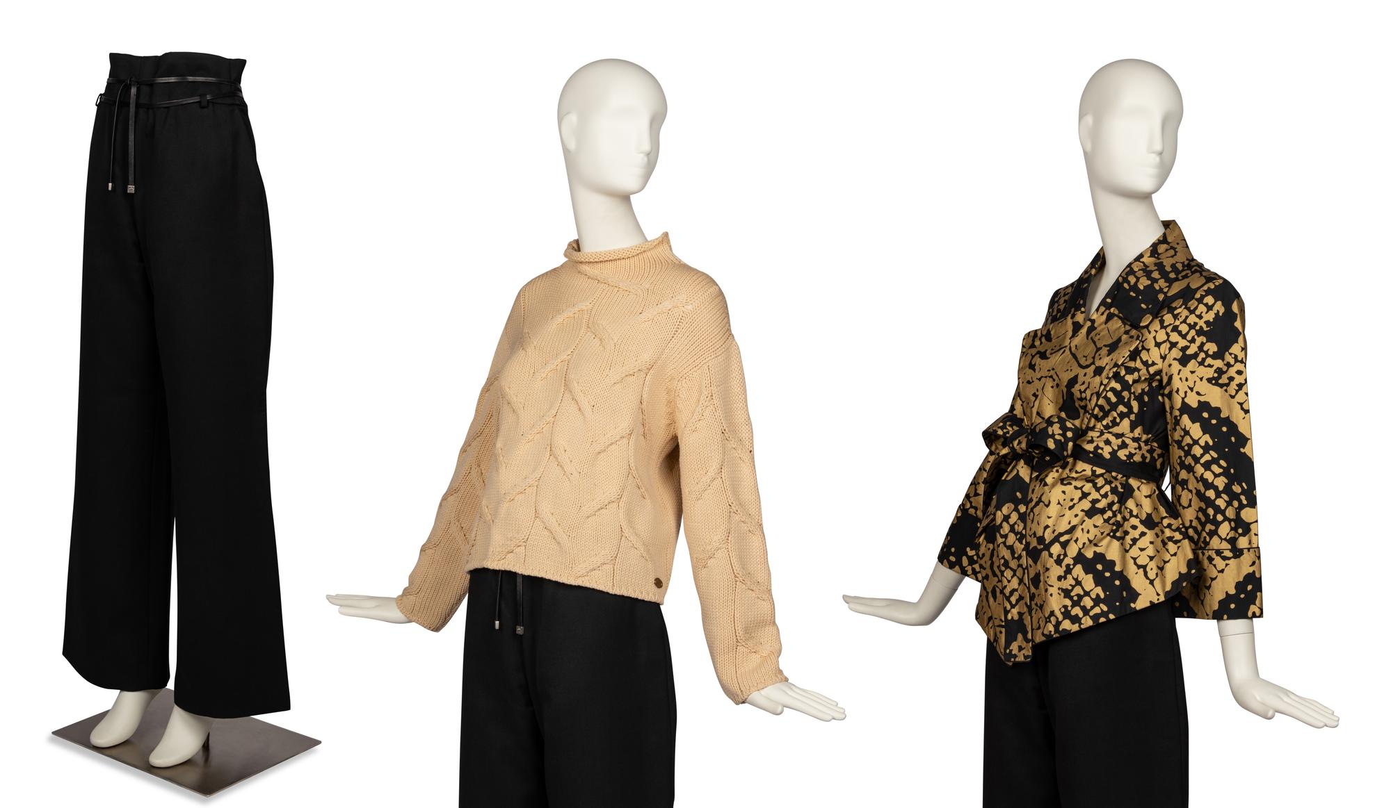 Chanel Sweater, Yves Saint Laurent Pant and Jacket, 1999-2000s