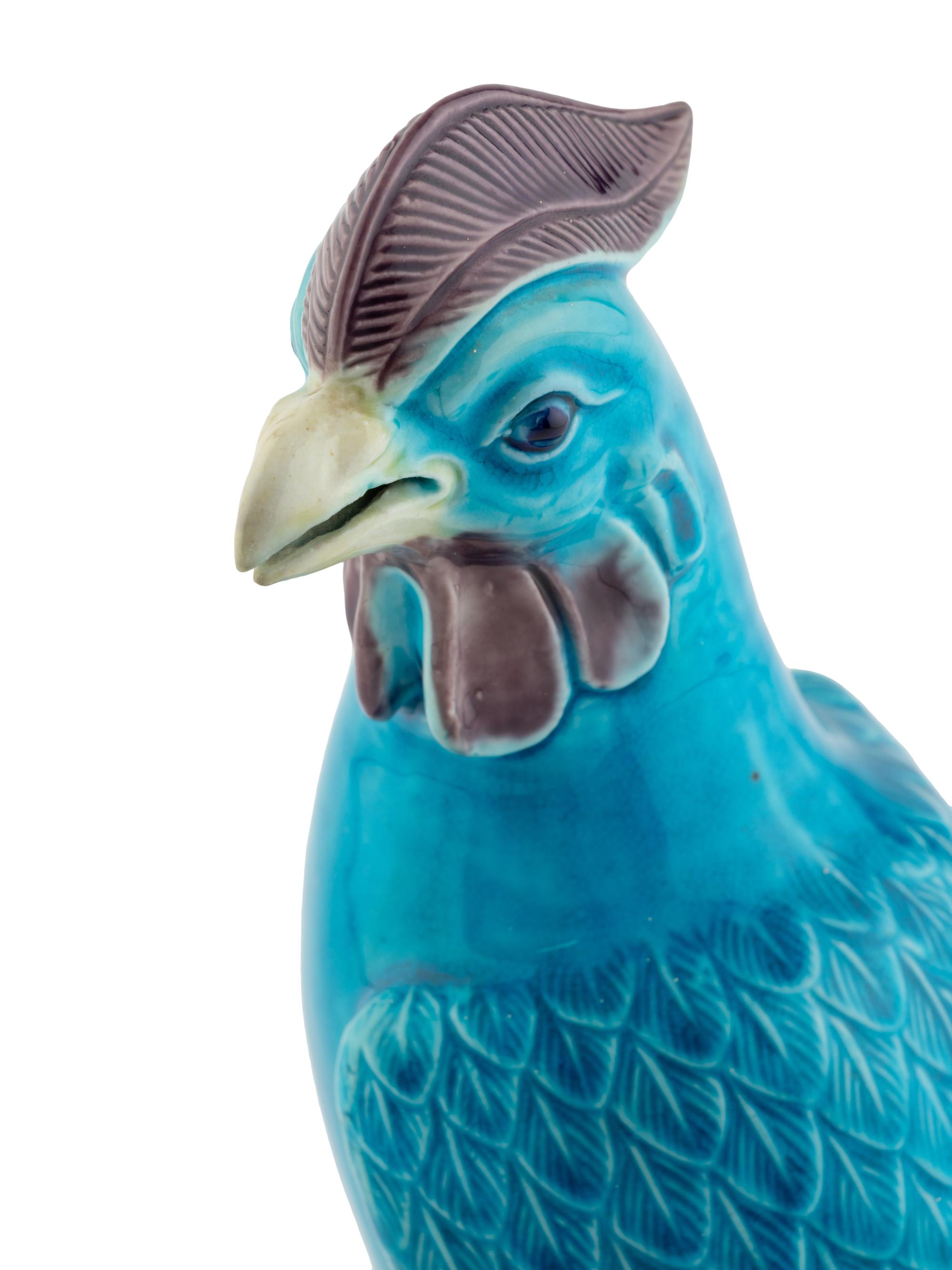 A Chinese Export Turquoise Glazed Rooster