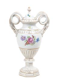 A Dresden Porcelain Urn, after the Meissen Example Height 14 1/2 inches. — 20TH CENTURY