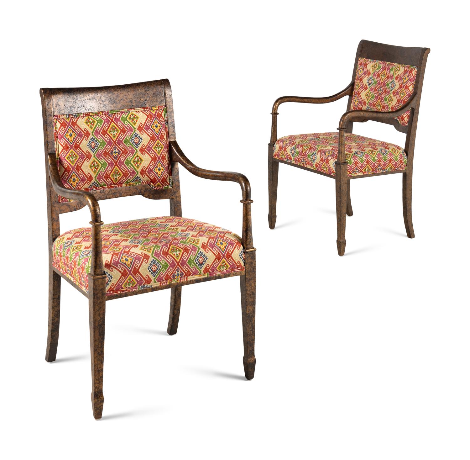 A Pair of Regency Style Painted Armchairs