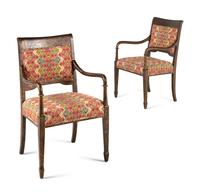 A Pair of Regency Style Painted Armchairs