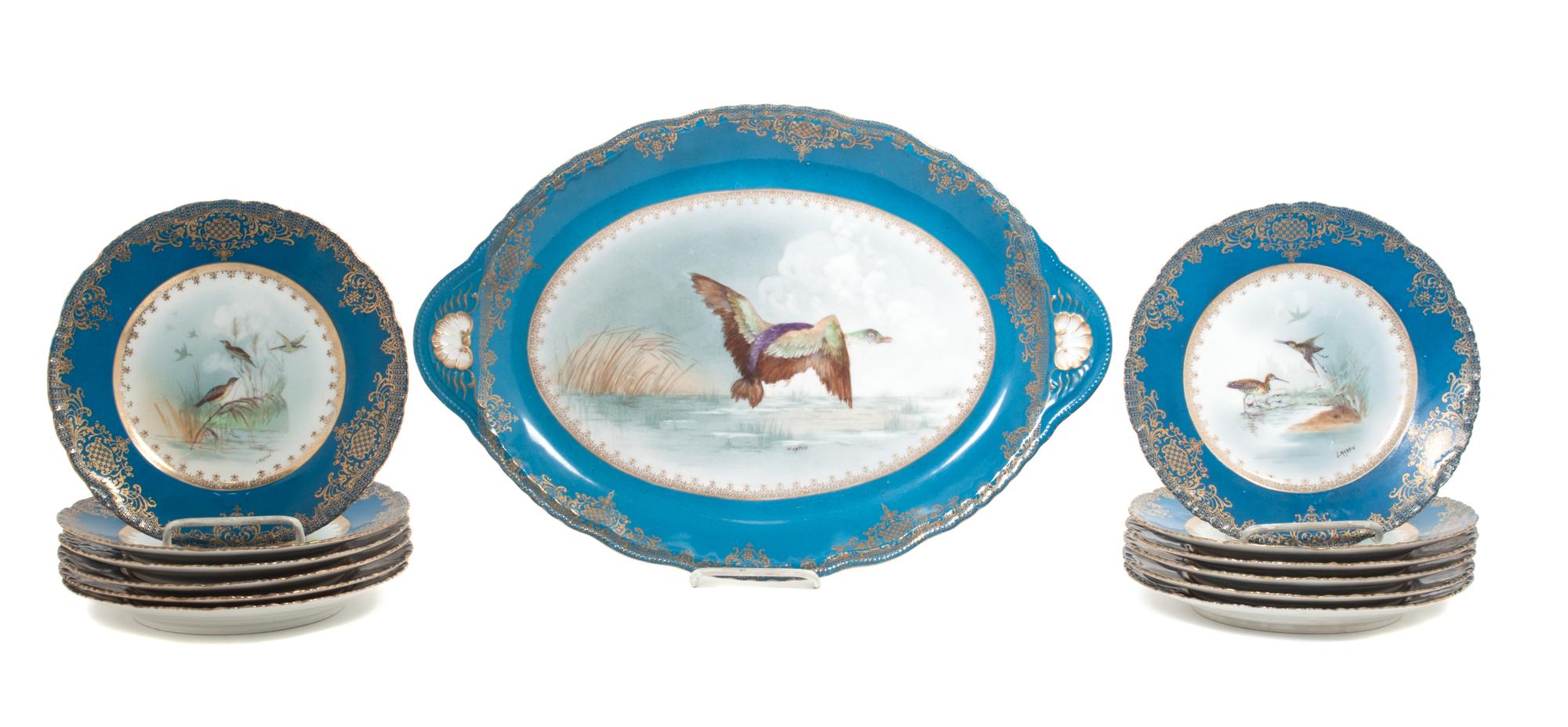 A Theodore Haviland Limoges Game Bird Set Length of platter 18 3/4 inches. — 19TH CENTURY