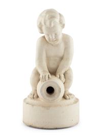 A White-Glazed Terra Cotta Fountain Figure