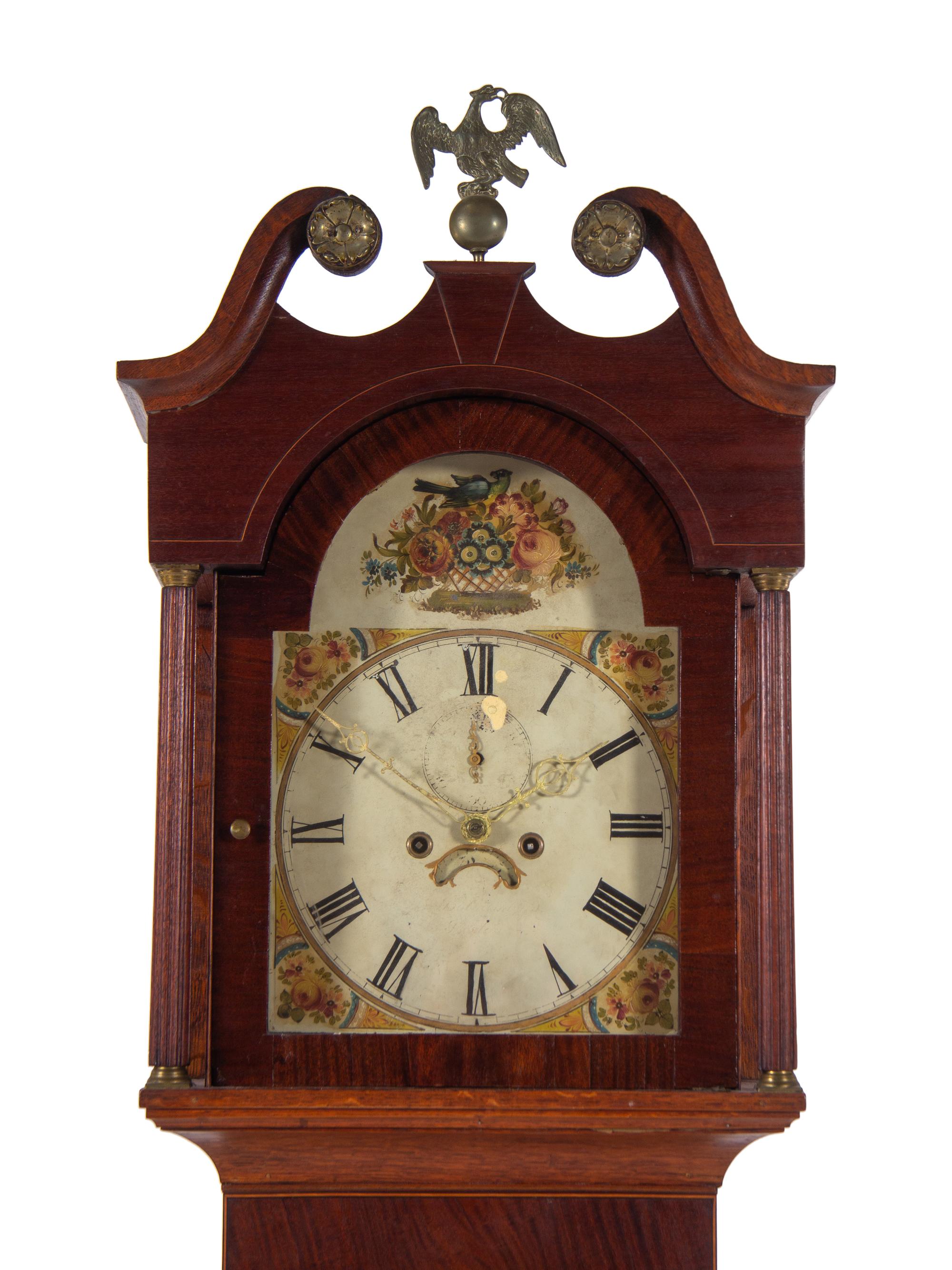 A Federal Oak and Mahogany Tall Case Clock