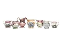 Seven Lusterware Creamers and Pitchers