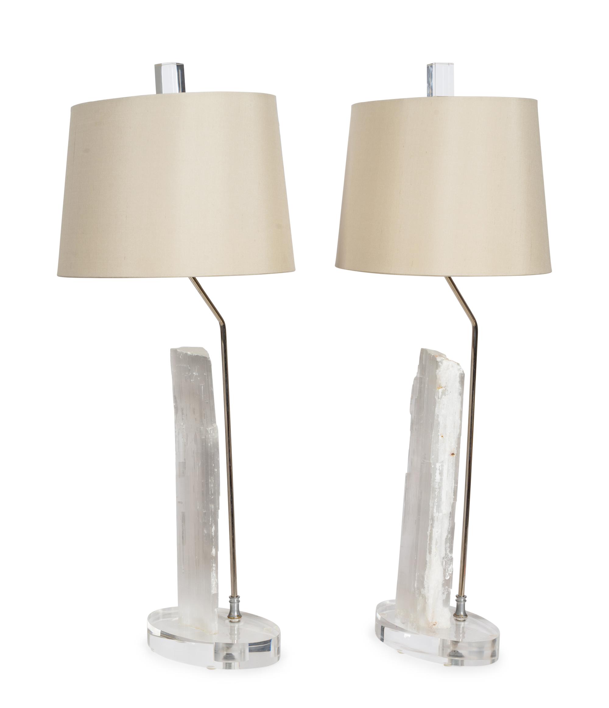 A Pair of John-Richard Selenite and Acrylic Table Lamps