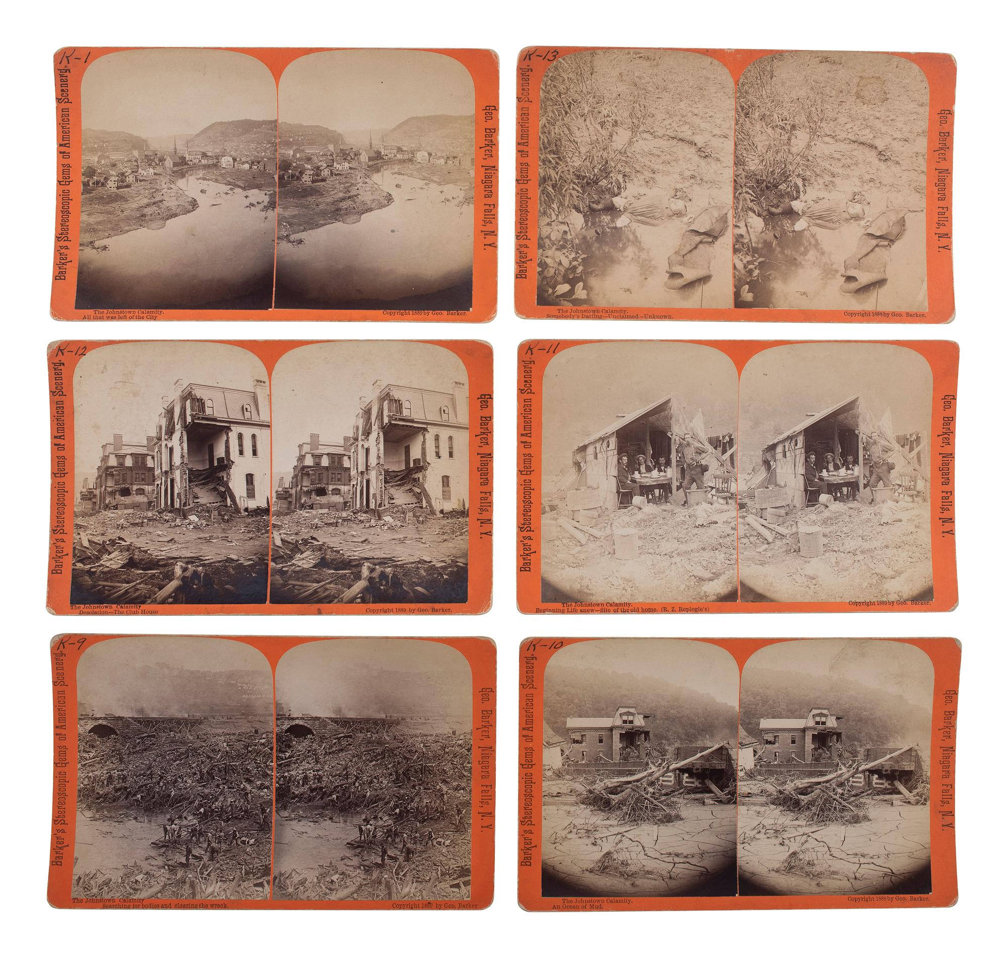 [EARLY PHOTOGRAPHY]. A group of 19 stereoviews highlighted by images of the Saint Paul, Minnesota Ice Carnival and the aftermath of the Johnstown Flood, Pennsylvania.