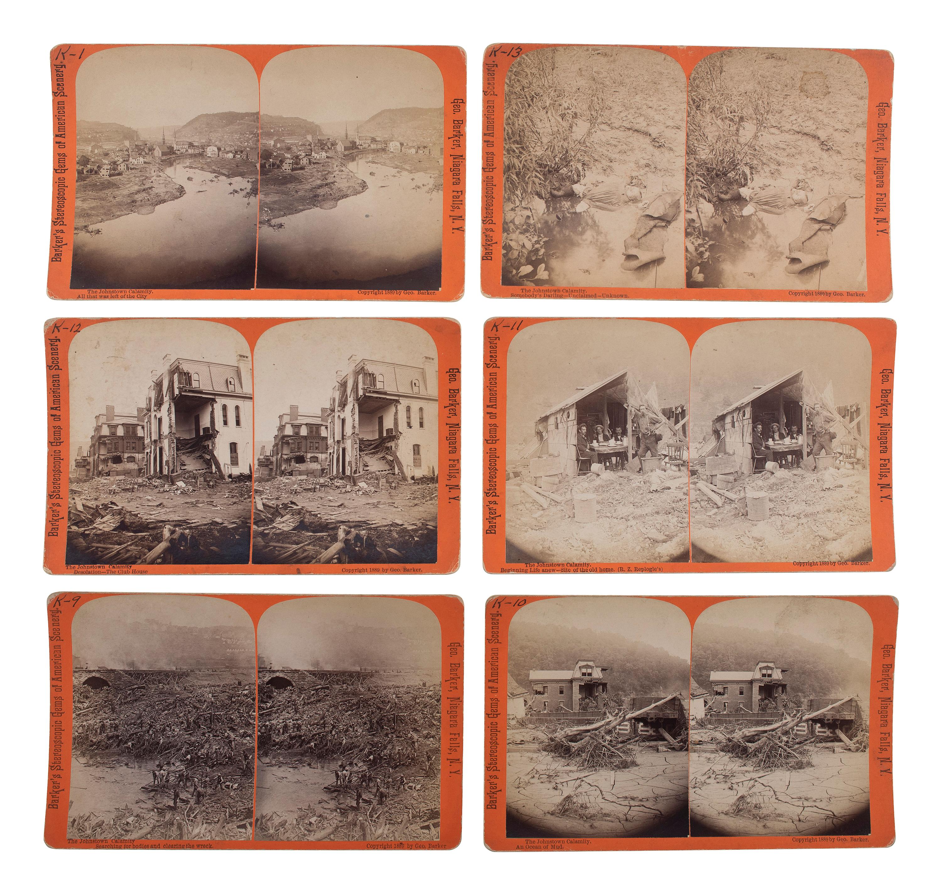 [EARLY PHOTOGRAPHY]. A group of 19 stereoviews highlighted by images of the Saint Paul, Minnesota Ice Carnival and the aftermath of the Johnstown Flood, Pennsylvania.