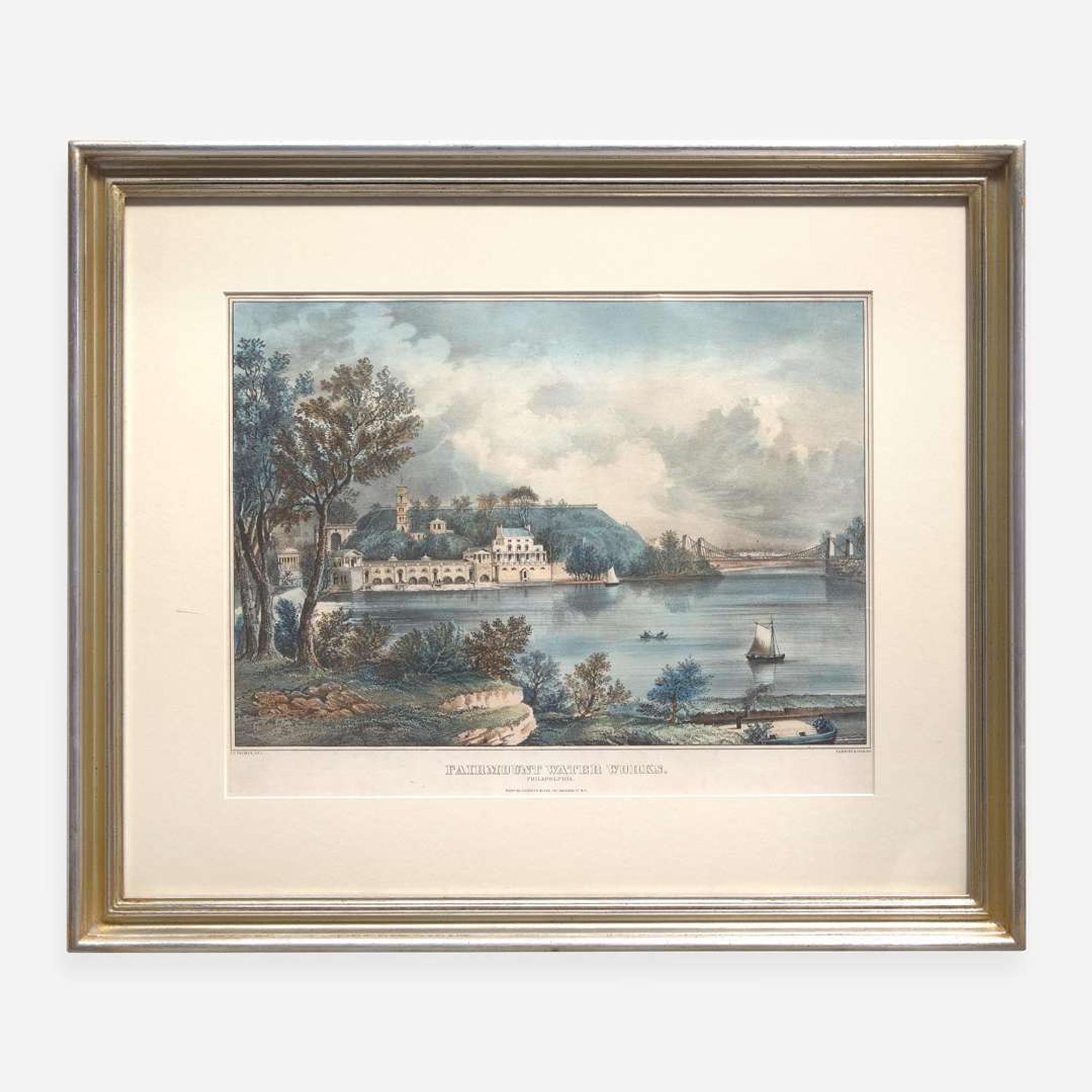 Attributed to Augustus Kollner (1813-1906) A View of Fairmount Water Works from Fairmount Summit