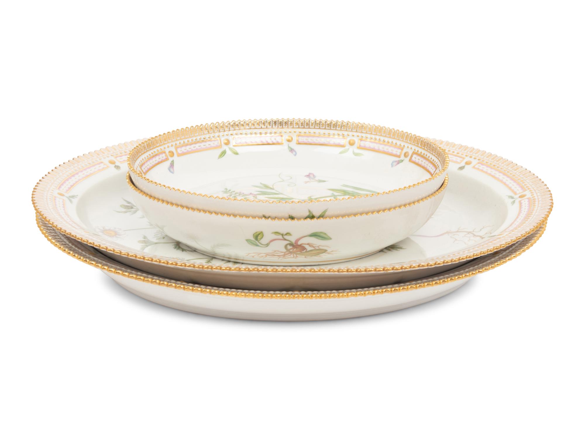 Four Royal Copenhagen Flora Danica Porcelain Serving Dishes