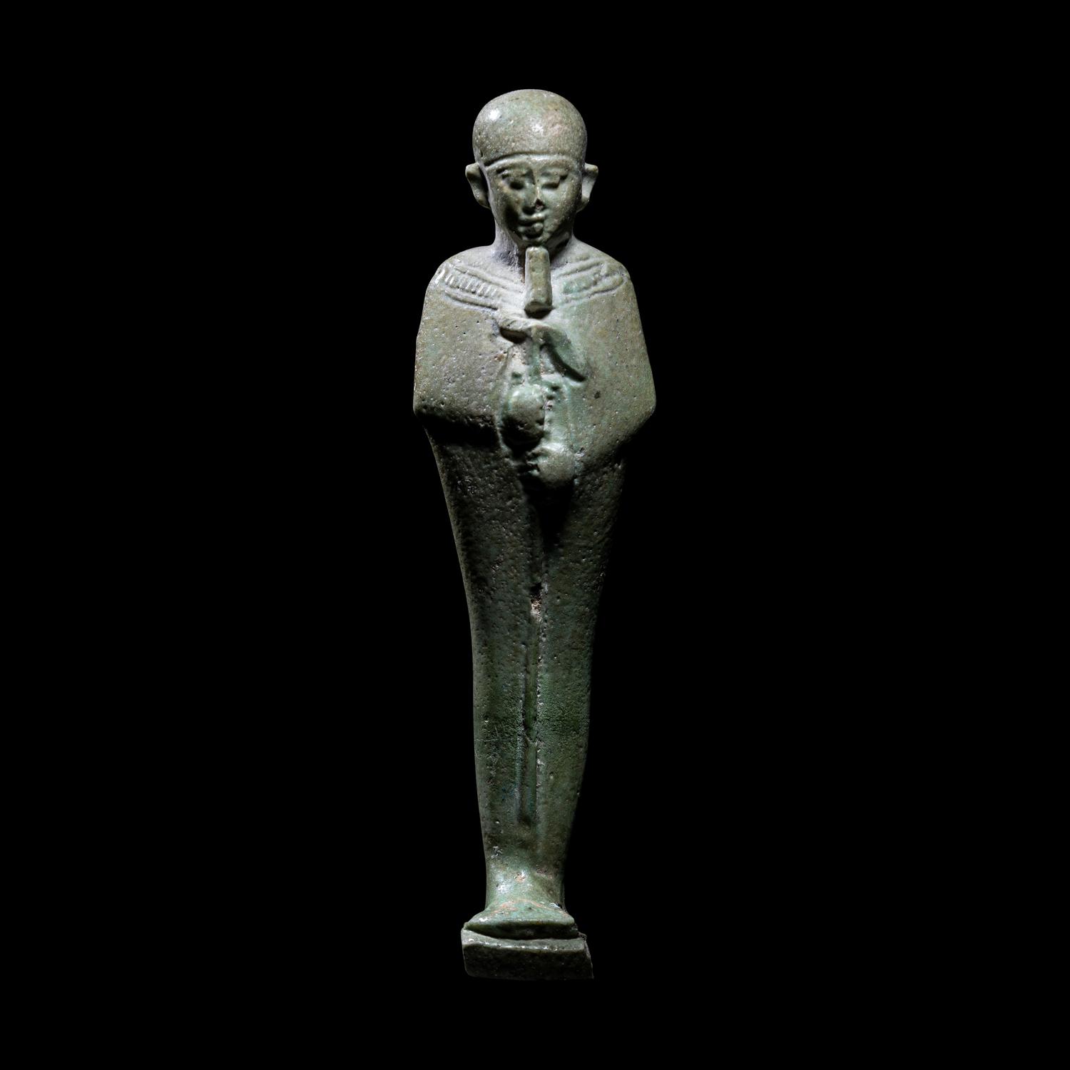 An Egyptian Faience Statuette of Ptah
